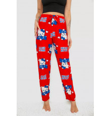 Штани жіночі домашні, колір червоний, 238R1101-1