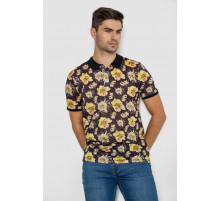 Поло мужское с принтом, цвет черно-желтый, 247R306