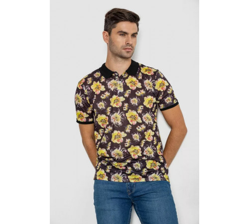 Поло чоловіче з принтом, колір чорно-жовтий, 247R306