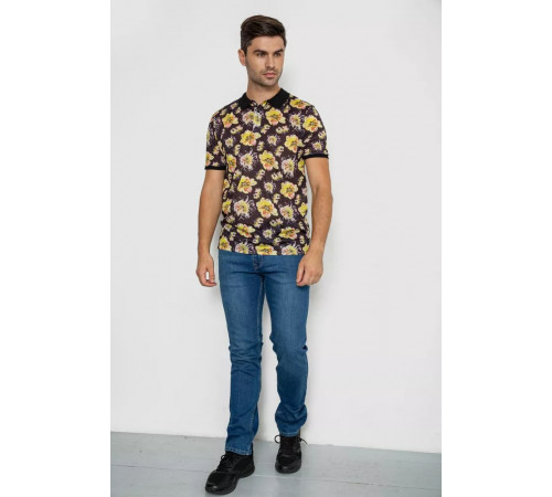 Поло чоловіче з принтом, колір чорно-жовтий, 247R306