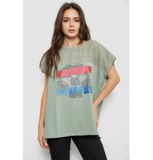 Женская футболка с принтом, цвет оливковый, 244RW532
