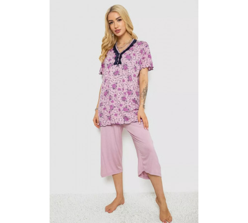Піжама жіноча з принтом, колір бузковий, 243R6971