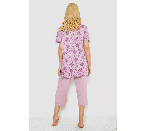 Піжама жіноча з принтом, колір бузковий, 243R6971