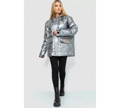 Пуховик жіночий єврозима, колір сріблястий, 131R0023-1