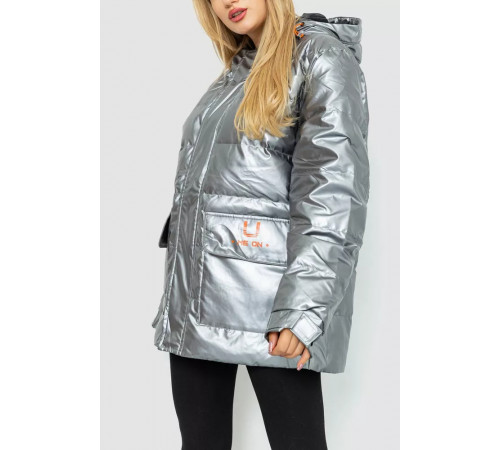 Пуховик жіночий єврозима, колір сріблястий, 131R0023-1