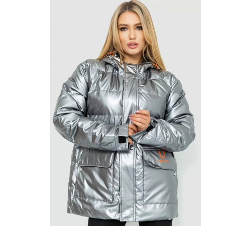 Пуховик жіночий єврозима, колір сріблястий, 131R0023-1