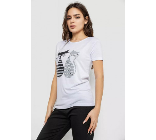 Женская футболка с принтом, цвет белый, 244R502