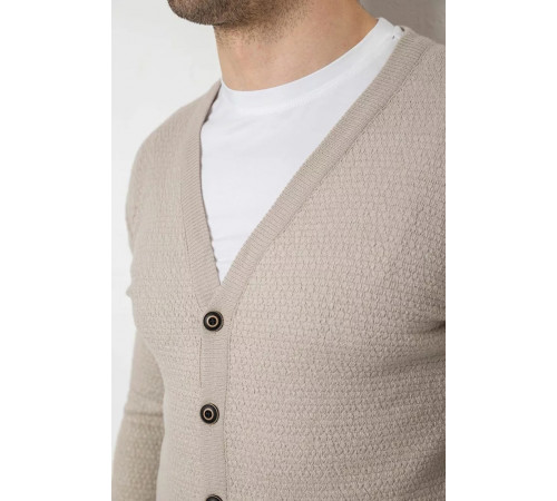 Кофта мужская на пуговицах, цвет бежевый, 238R1055.