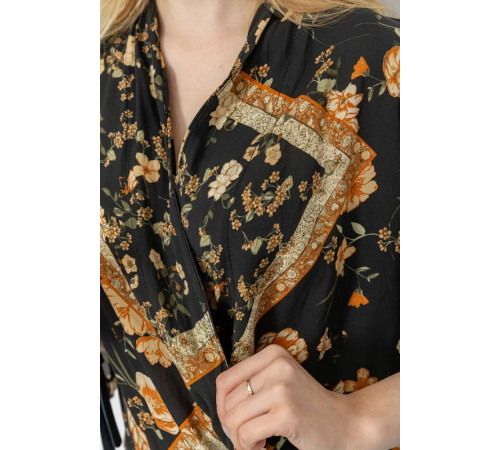 Боді з квітковим принтом, колір чорно-бежевий, 244R049