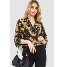 Боди с цветочным принтом, цвет черно-бежевый, 244R049