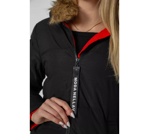 Куртка жіноча двостороння, колір чорно-червоний, 129R818-555