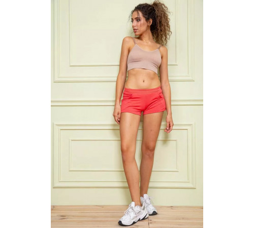 Короткі трикотажні жіночі шорти, коралового кольору, 167R113-1