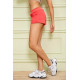 Короткі трикотажні жіночі шорти, коралового кольору, 167R113-1
