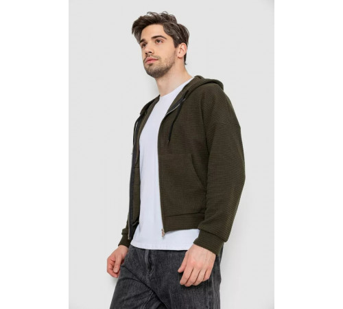 Кофта чоловіча на блискавці з капюшоном, колір хакі, 238R103-1
