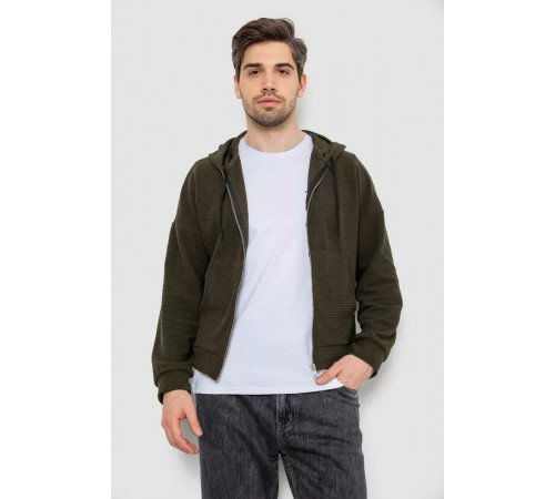 Кофта чоловіча на блискавці з капюшоном, колір хакі, 238R103-1