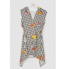 Кардиган в комплекте с лонгсливом для девочек, цвет черно-молочный, 247R1001.