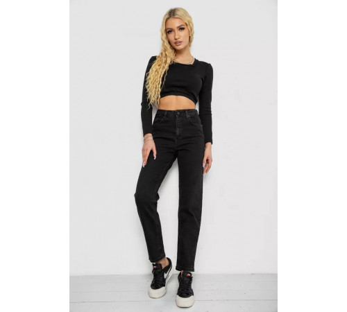 Джинси жіночі однотонні, колір чорний, 244R3303