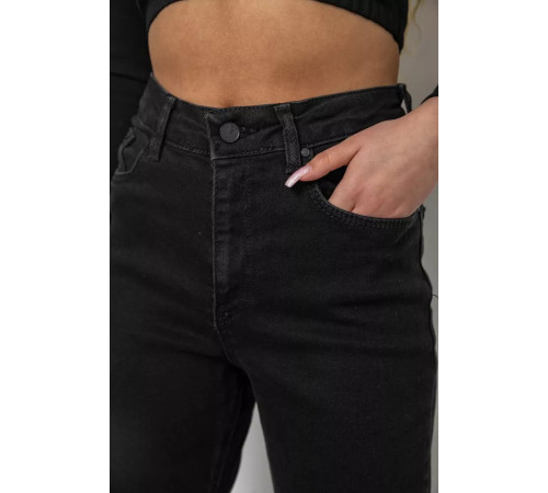 Джинси жіночі однотонні, колір чорний, 244R3303
