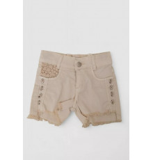 Джинсовые шорты для девочки, цвет светло-бежевый, 247R10036