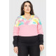 Свитшот женский трехцветный, цвет мятно-розовый, 102R5138.