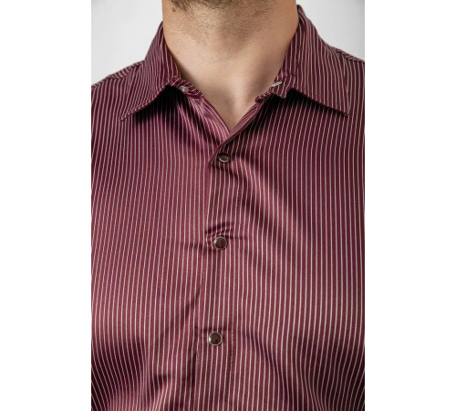 Сорочка чоловіча в смужку, колір бордовий, 214R5828