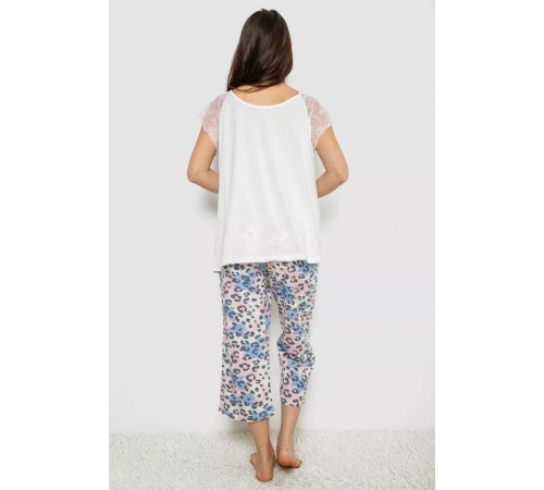 Жіноча піжама з принтом, колір білий, 243R1602-007