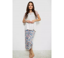 Жіноча піжама з принтом, колір білий, 243R1602-007