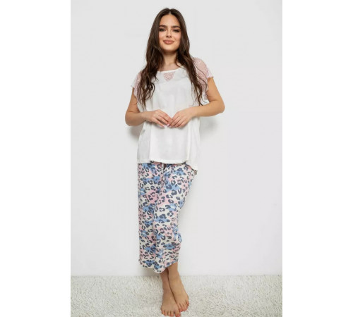 Жіноча піжама з принтом, колір білий, 243R1602-007