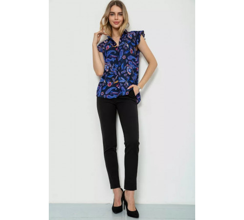 Блуза с цветочным принтом, цвет синий, 244R194.