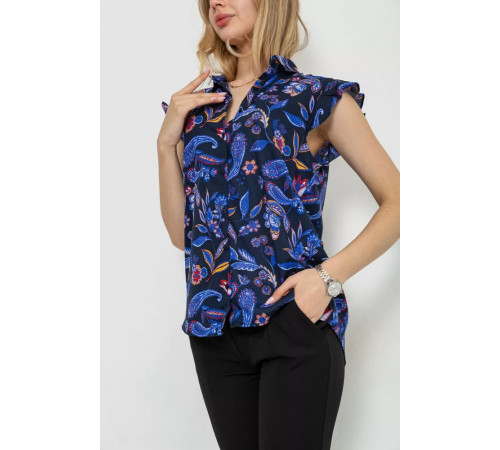Блуза с цветочным принтом, цвет синий, 244R194.
