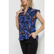 Блуза с цветочным принтом, цвет синий, 244R194.