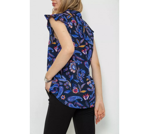 Блуза с цветочным принтом, цвет синий, 244R194.