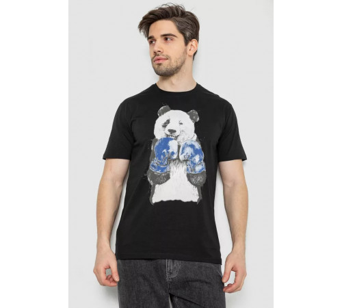 Футболка чоловіча з принтом, колір чорний, 244R5996
