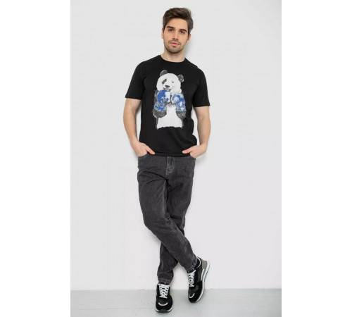 Футболка чоловіча з принтом, колір чорний, 244R5996