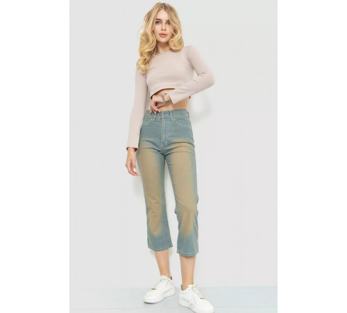 Капрі жіночі з потертостями, колір синьо-коричневий, 201R628-1