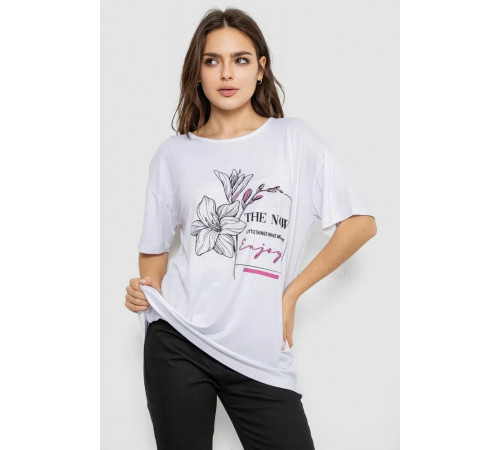 Женская футболка с принтом, цвет белый, 244R605