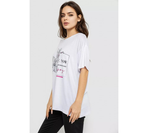 Женская футболка с принтом, цвет белый, 244R605
