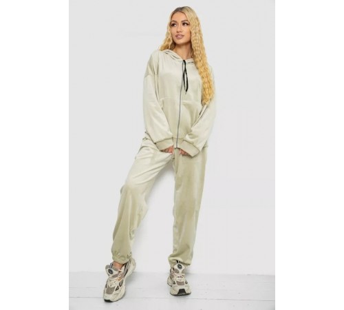 Спортивный костюм женский велюровый, цвет светло-оливковый, 238R107-2. Спортивный костюм женский велюровый, цвет светло-оливковый, 238R107-2.