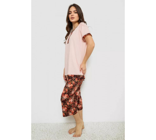 Жіноча піжама з принтом, колір персиковий, 243R1602-005