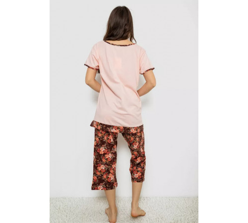 Жіноча піжама з принтом, колір персиковий, 243R1602-005