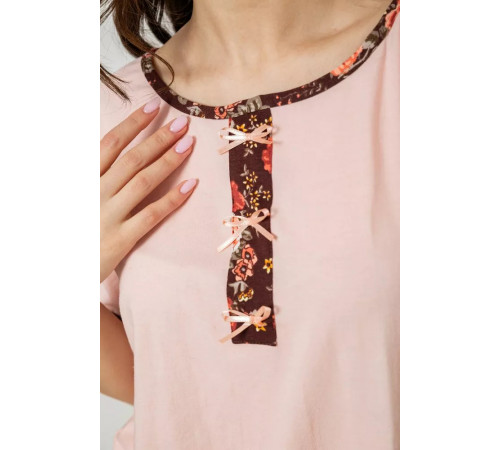 Жіноча піжама з принтом, колір персиковий, 243R1602-005