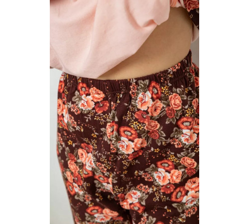 Жіноча піжама з принтом, колір персиковий, 243R1602-005