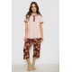 Жіноча піжама з принтом, колір персиковий, 243R1602-005
