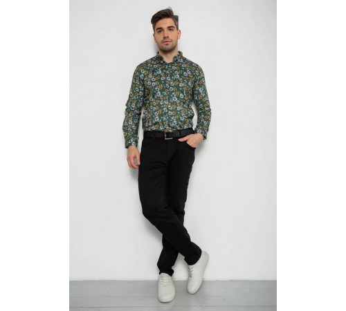Рубашка мужская с принтом, цвет зеленый, 214R1036