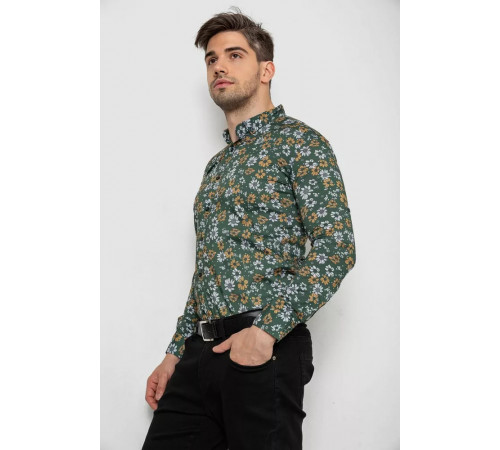 Рубашка мужская с принтом, цвет зеленый, 214R1036