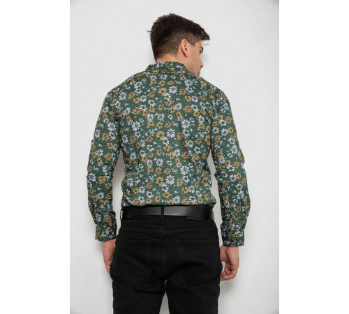 Рубашка мужская с принтом, цвет зеленый, 214R1036