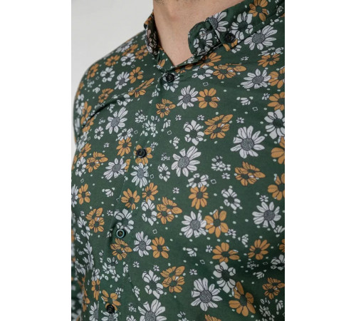 Рубашка мужская с принтом, цвет зеленый, 214R1036