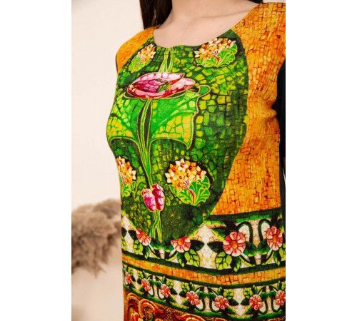 Пряма міні сукня, з короткими рукавами і орнаментом, 167R41-1