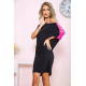 Міні-сукня з короткими рукавами, чорно-рожевого кольору, 167R150-1