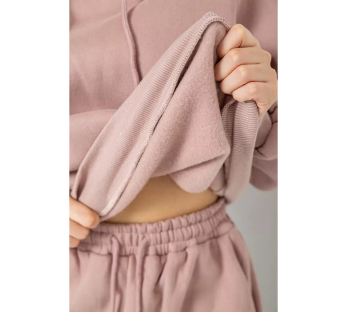 Спортивный женский костюм на флисе, цвет пудровый, 252R21268